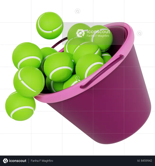Bucket of Tennis Balls  3D Icon