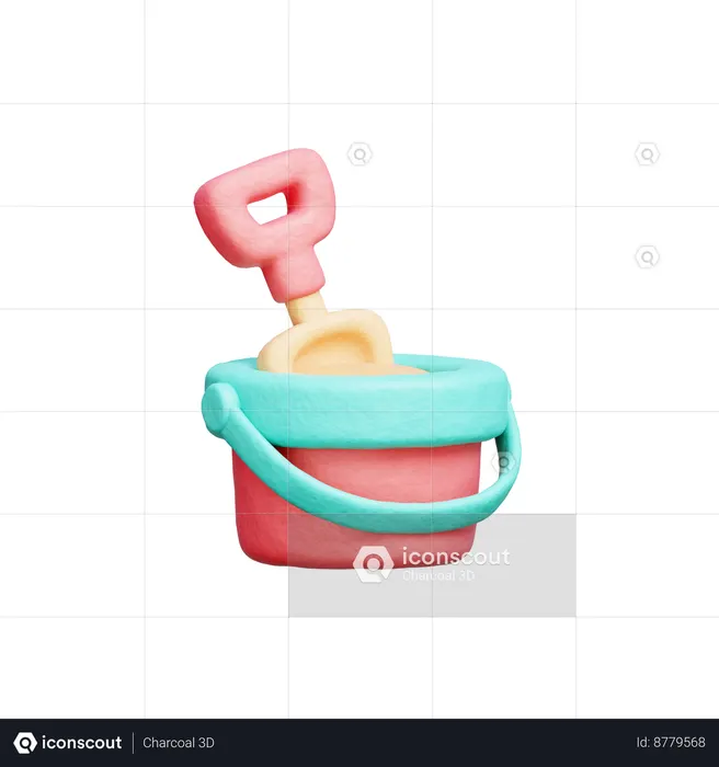 Bucket Sand And Shovel  3D Icon