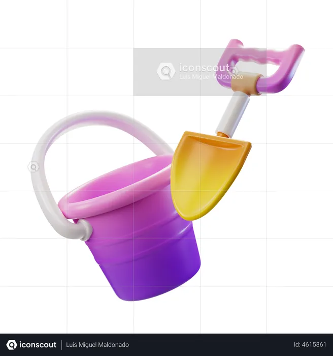 Bucket Shovel Pink  3D Illustration
