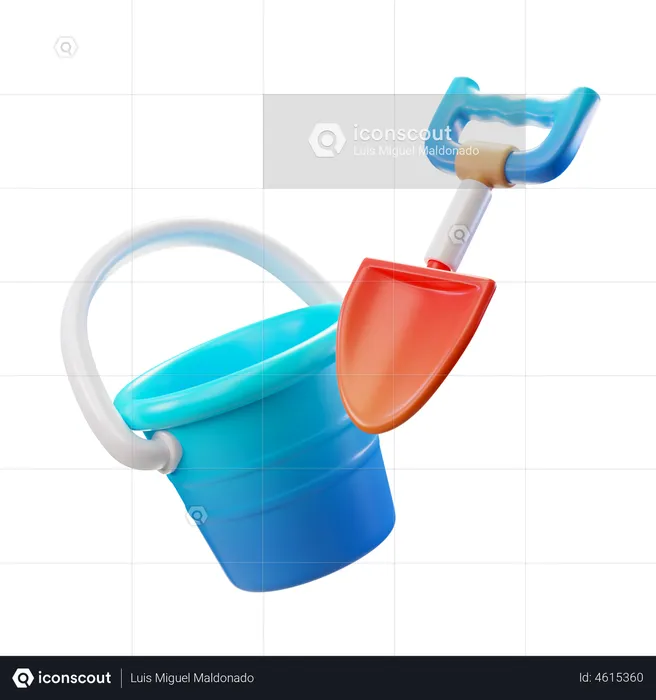 Bucket With Shovel  3D Illustration