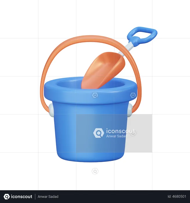 Bucket With Shovel  3D Illustration