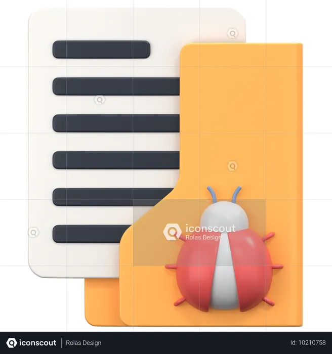 Bug Folder With Bug Sign  3D Icon