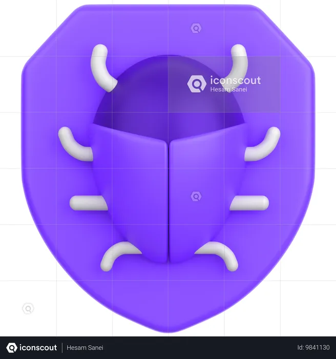 Bug With Shield  3D Icon