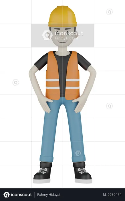 Builder Confident  3D Illustration