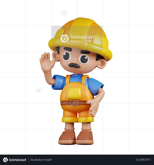 Builder Greeting  3D Illustration