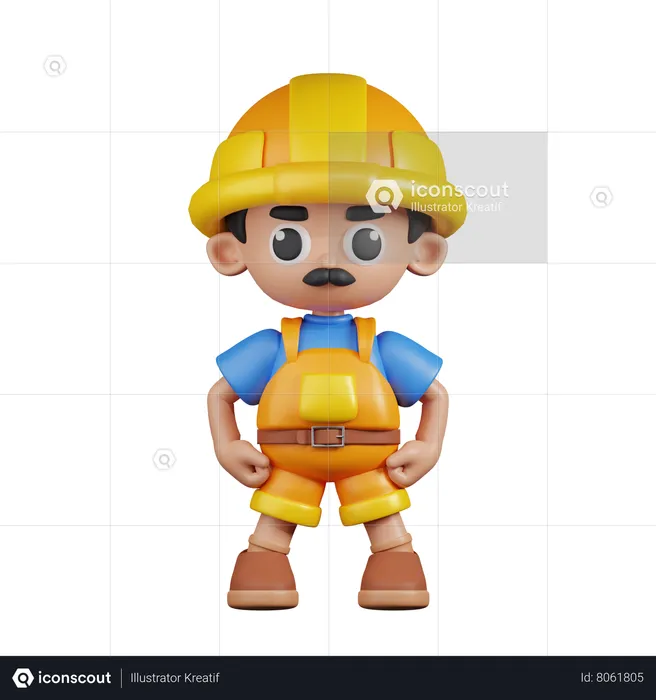 Builder In Hero Stance  3D Illustration