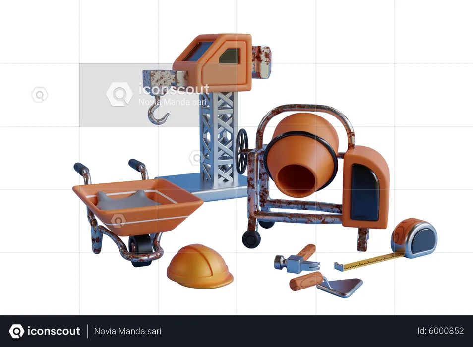 Building Construction Equipment  3D Illustration