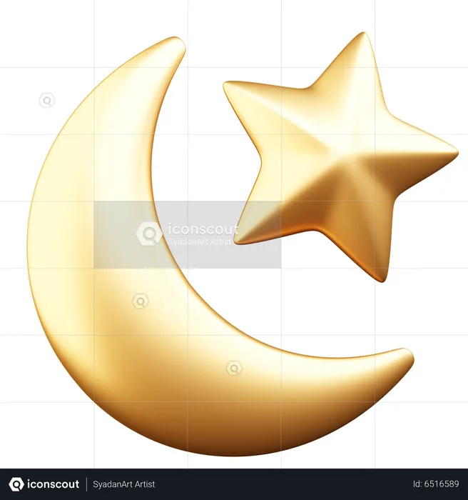 Bulan Bintang  3D Icon
