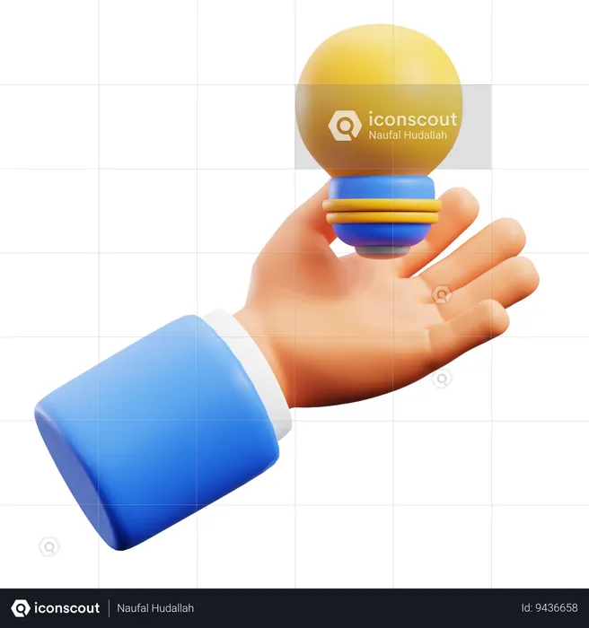 Bulb Holding Hand Gestures  3D Icon