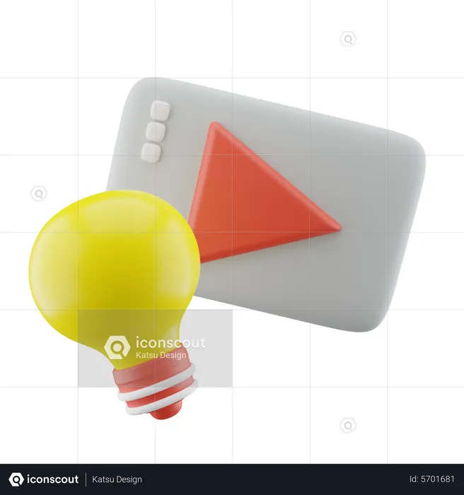 Bulb Lamp And Play Button  3D Icon