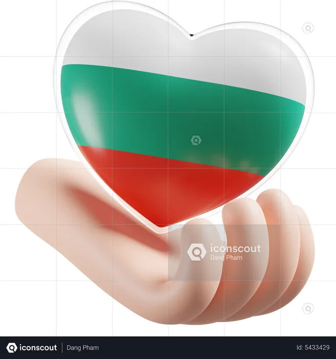 Bulgaria Flag Heart Hand Care Flag 3D Icon