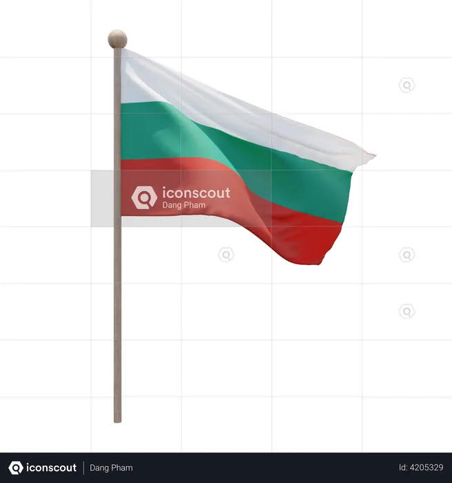 Bulgaria Flag Pole  3D Illustration