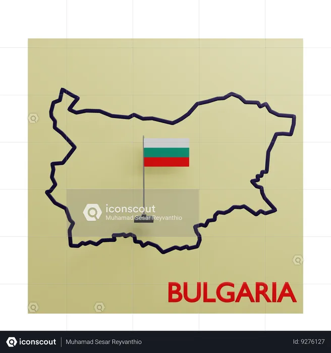 Bulgaria Map Flag 3D Icon