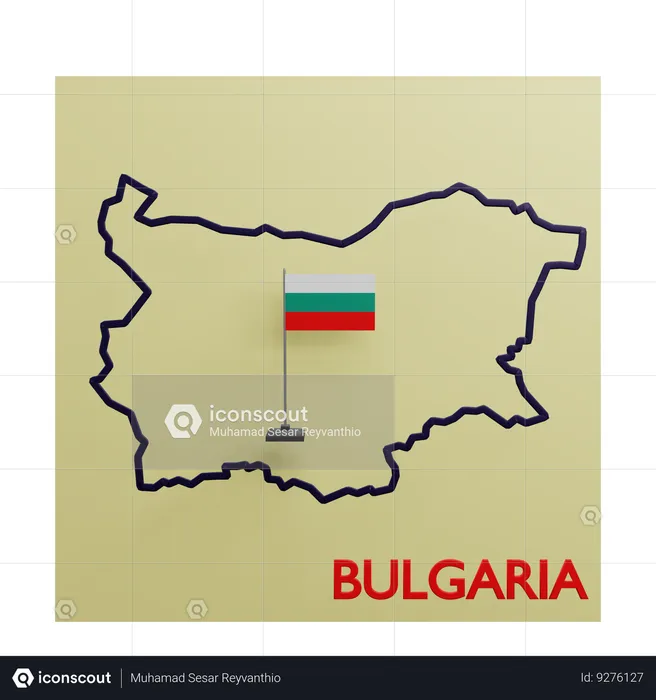 Mapa da Bulgária Flag 3D Icon