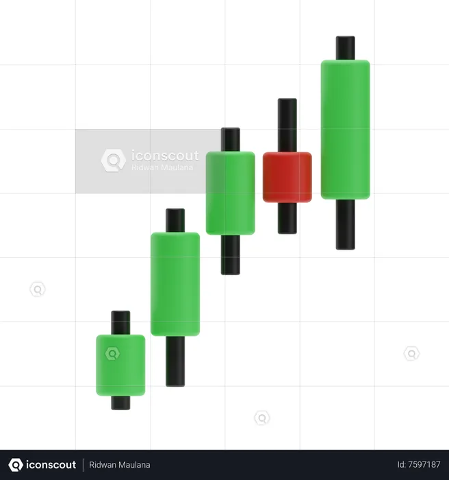 Bull Market Candle Stick  3D Icon