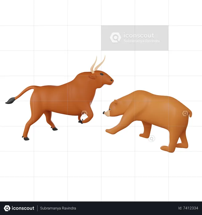 Bull vs Bear  3D Icon