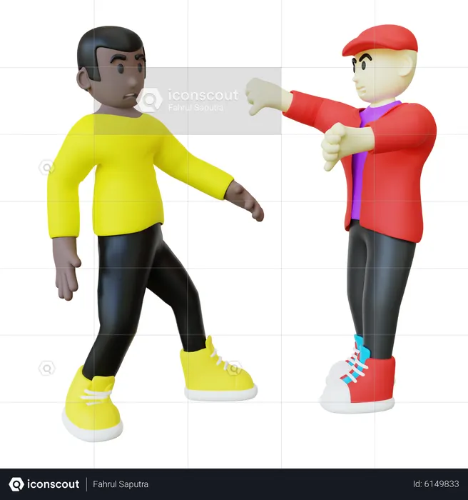 Bully Giving Thumbs Down To Black Guy  3D Icon