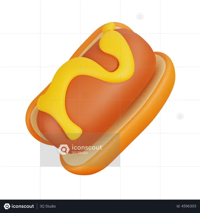 Bun Hotdog  3D Illustration