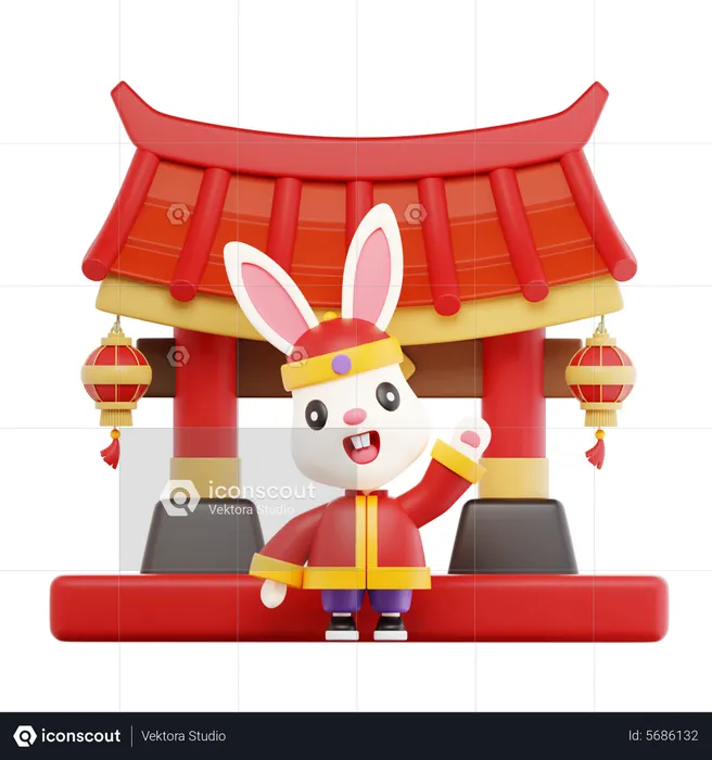 Bunny Chinese Gate  3D Icon