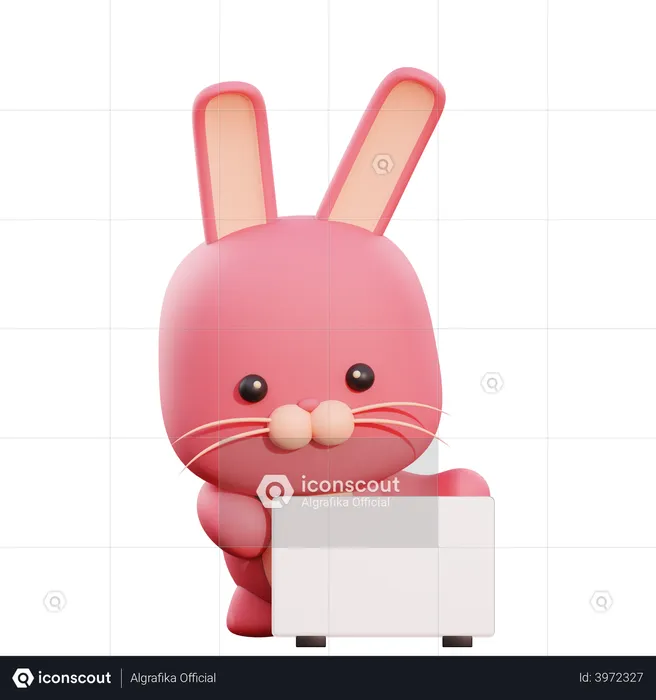 Bunny Holding Placard  3D Illustration