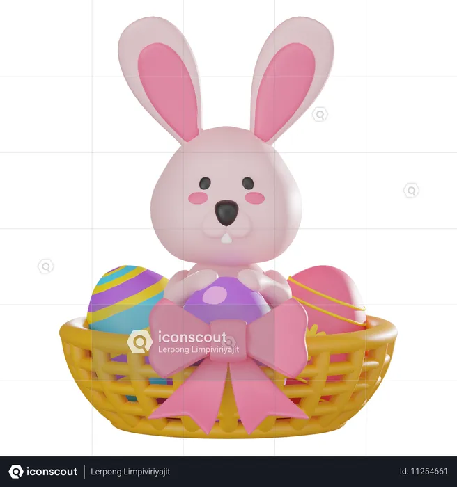 Bunny In Basket  3D Icon