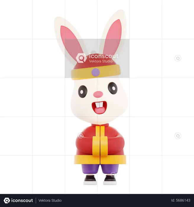 Bunny Welcoming  3D Icon