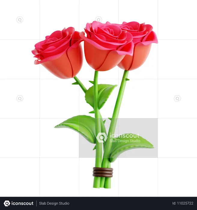 Buquê de flores rosas  3D Icon