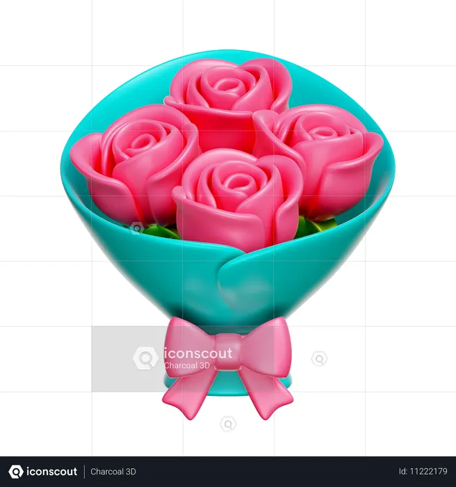 Buquê de flores rosas  3D Icon