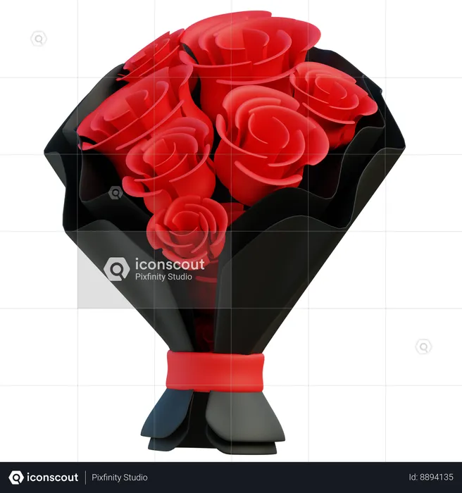 Buquê de rosas vermelhas  3D Icon