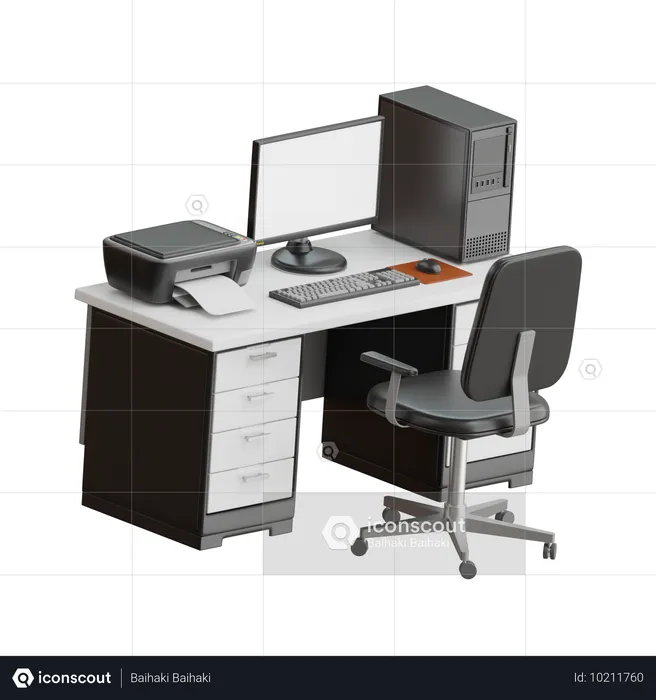 Bureau de travail  3D Icon