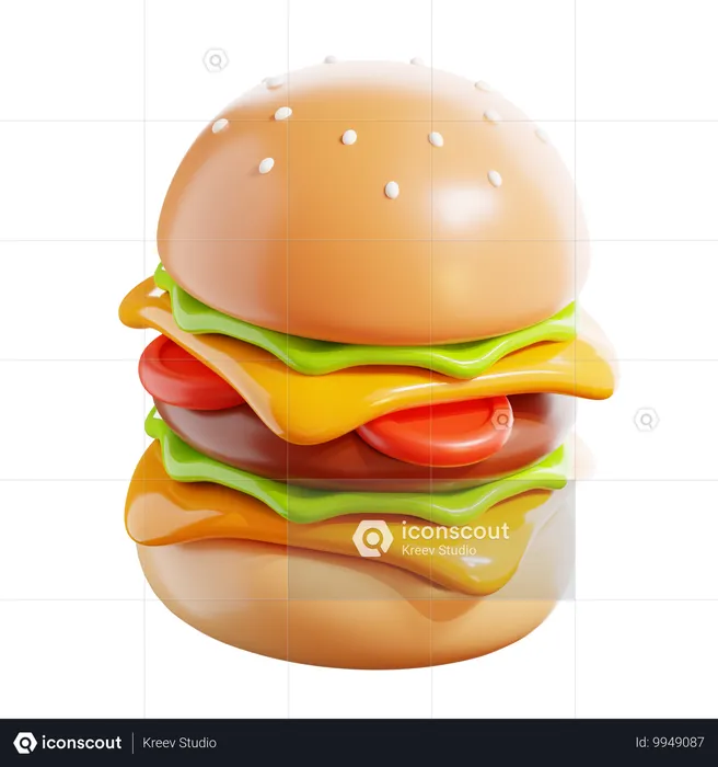 バーガー  3D Icon