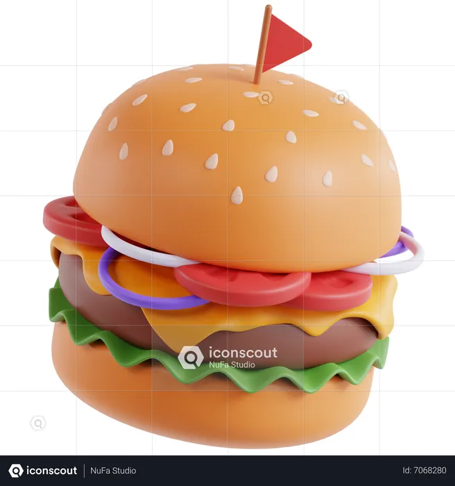 バーガー  3D Icon