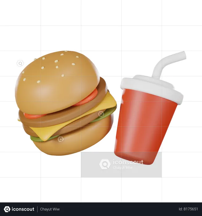 Burger And Soda  3D Icon