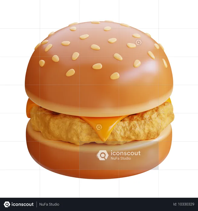 Burger au fromage et au poulet  3D Icon