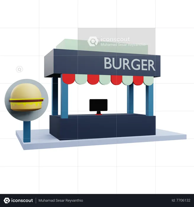 Burger booth  3D Icon