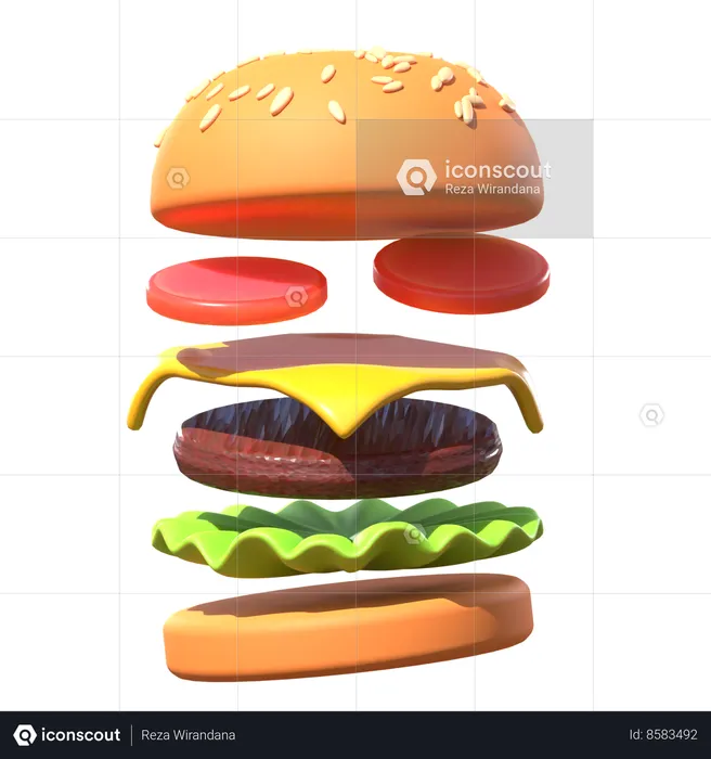 Hamburger flottant  3D Icon