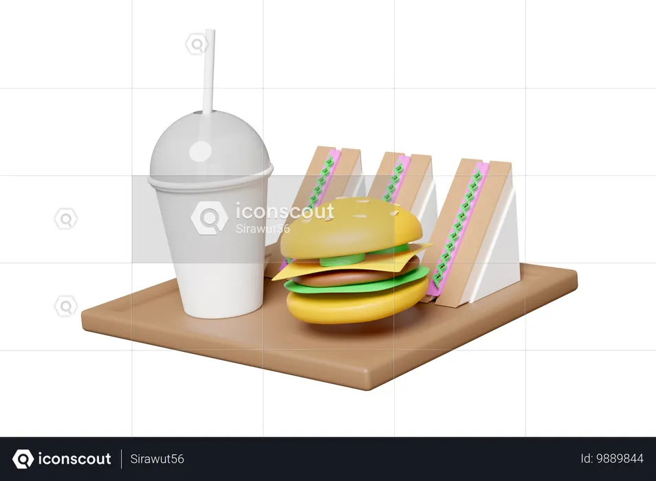 Burger Meal  3D Icon