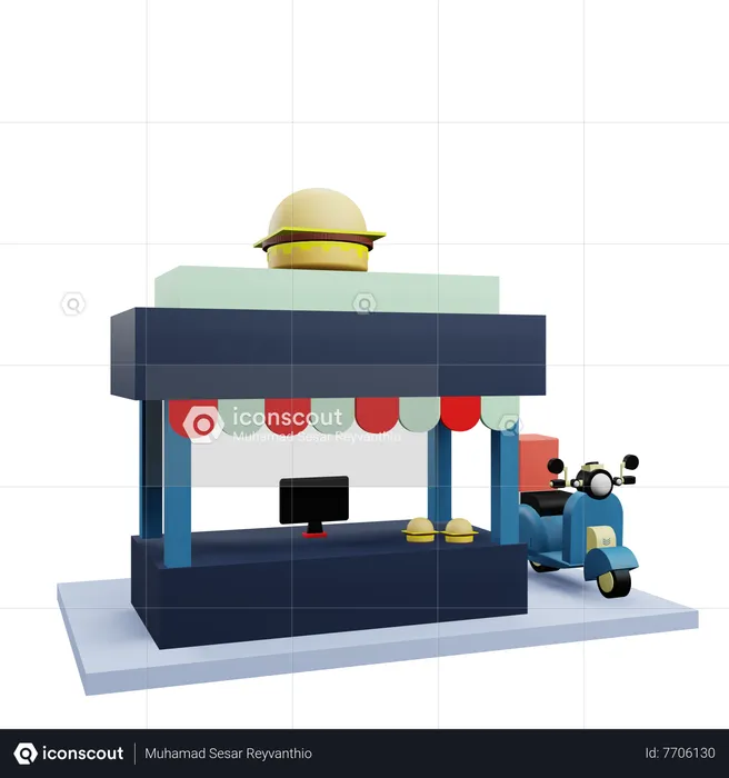 Burger outlet  3D Icon