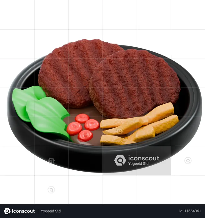 Burger Plate  3D Icon