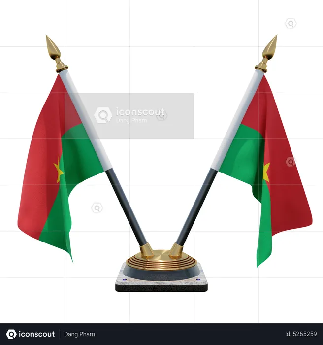Burkina Faso Double (V) Desk Flag Stand Flag 3D Icon