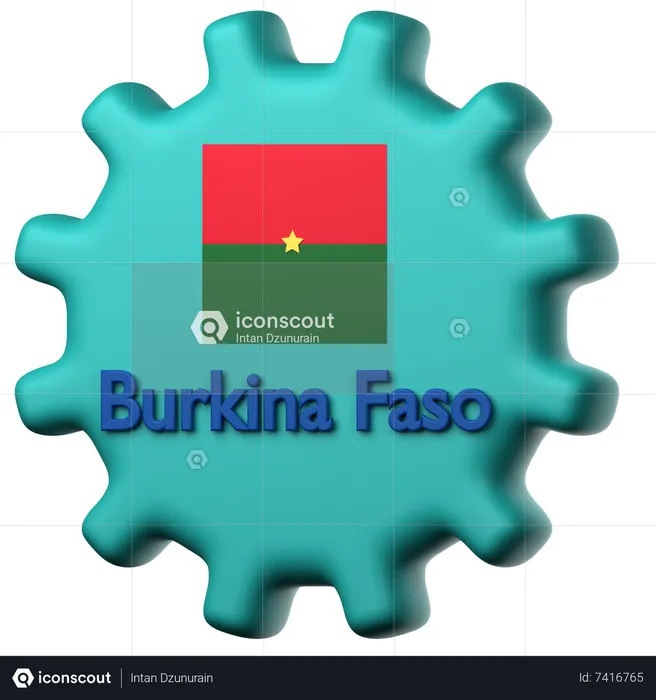 Burkina Faso flag  3D Icon