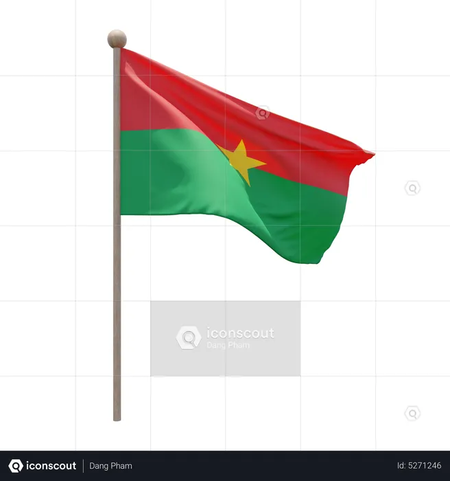 Burkina Faso Flagpole Flag 3D Icon