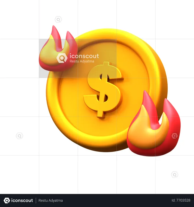 Burn Coin  3D Icon