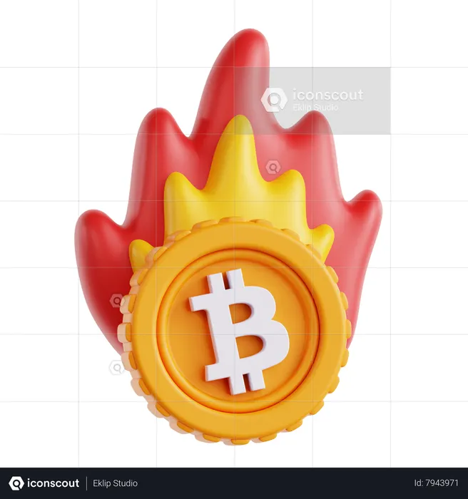 Burning Bitcoin  3D Icon