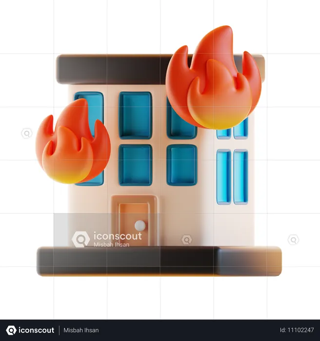 Burning Building  3D Icon