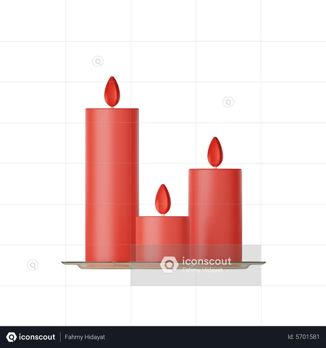 Burning Candles  3D Icon