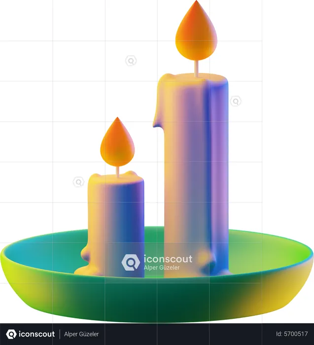 Burning Candles  3D Icon