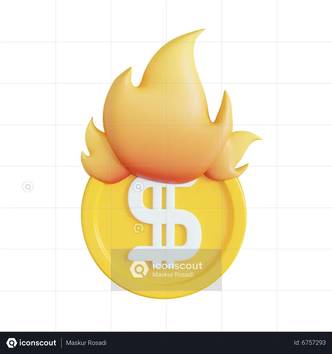 Burning Coin  3D Icon