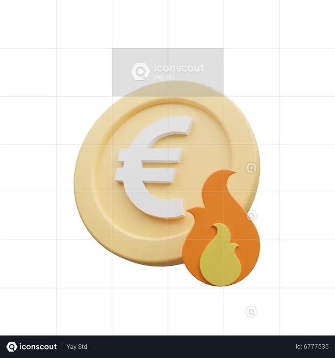 Burning Euro  3D Icon