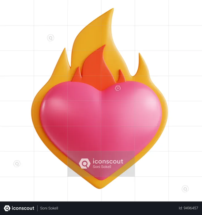 Burning Heart  3D Icon